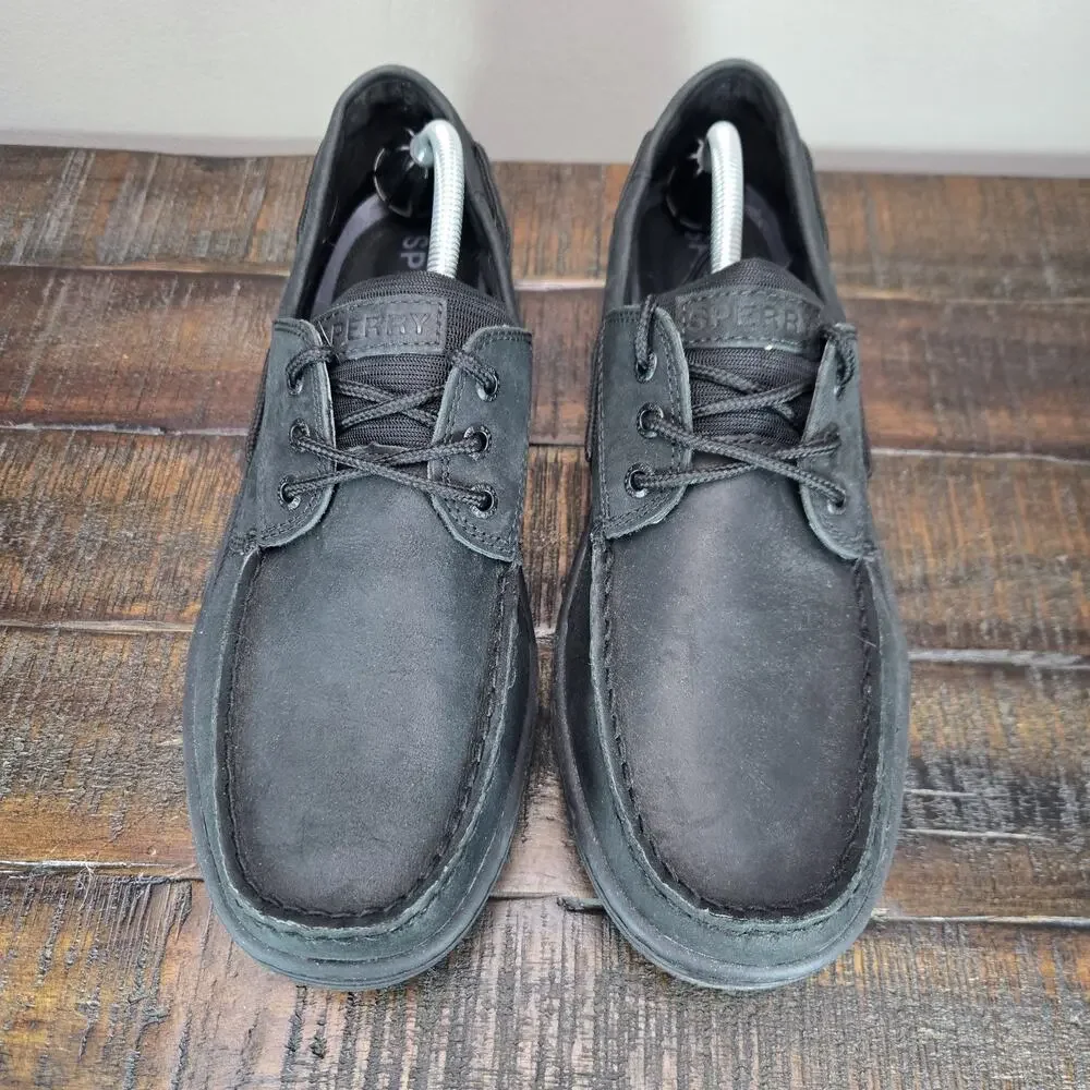 Sperry Billfish 3 Eye Mens Size 11 M Boat Shoes Lace Up Triple Black
